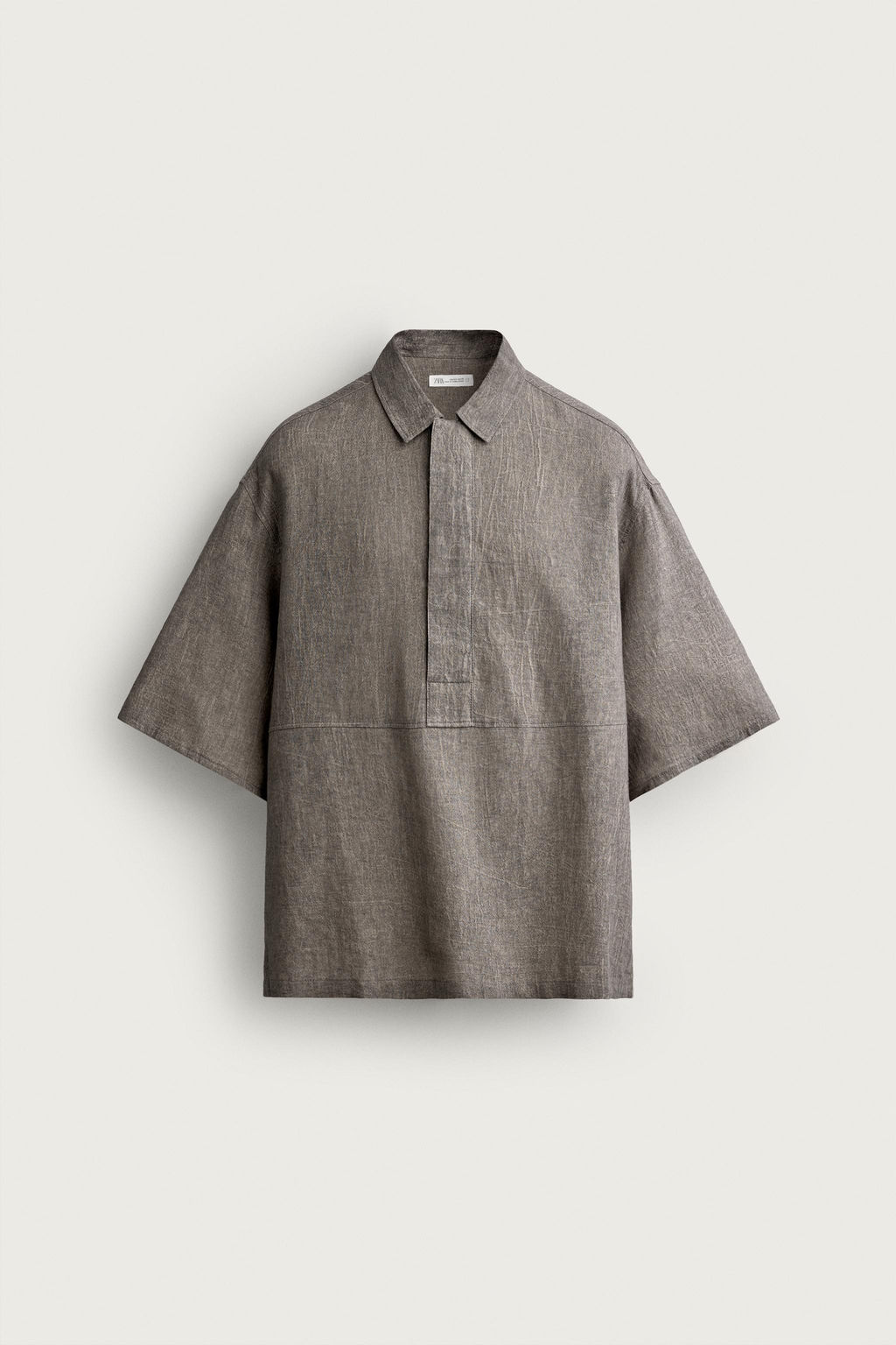 CAMISA POLO RELAXED FIT LINO - ALGOD?N / Gris vigor? - Zara фото 7
