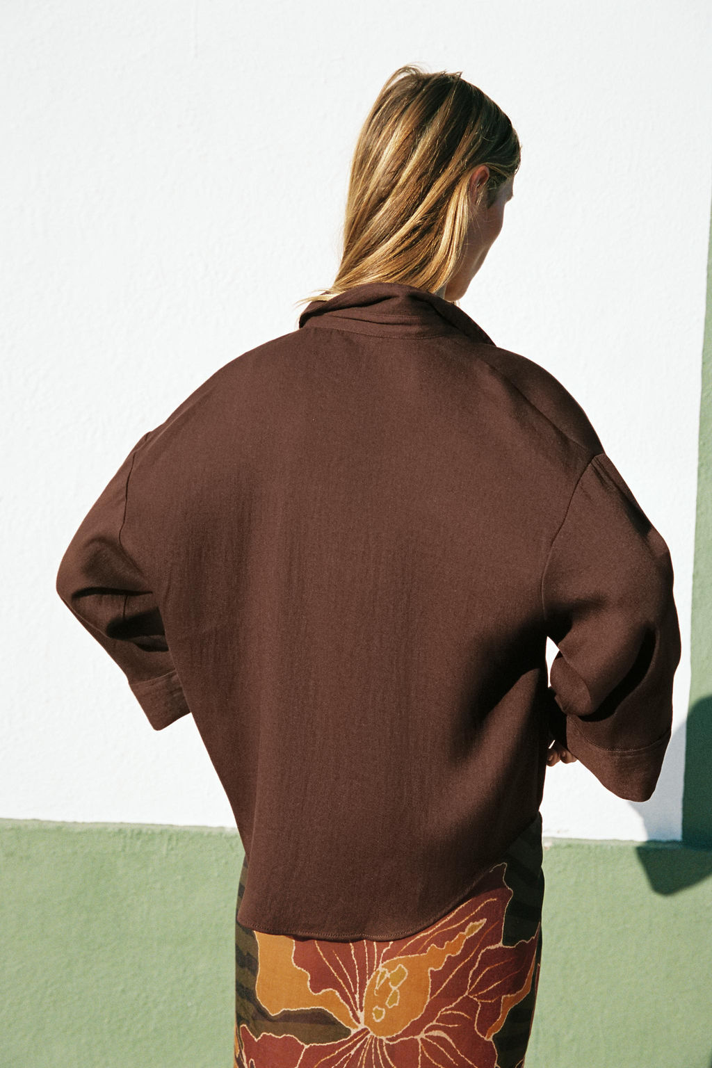 CAMISA OVERSIZE MANGA ANCHA / Marr?n - Zara фото 4