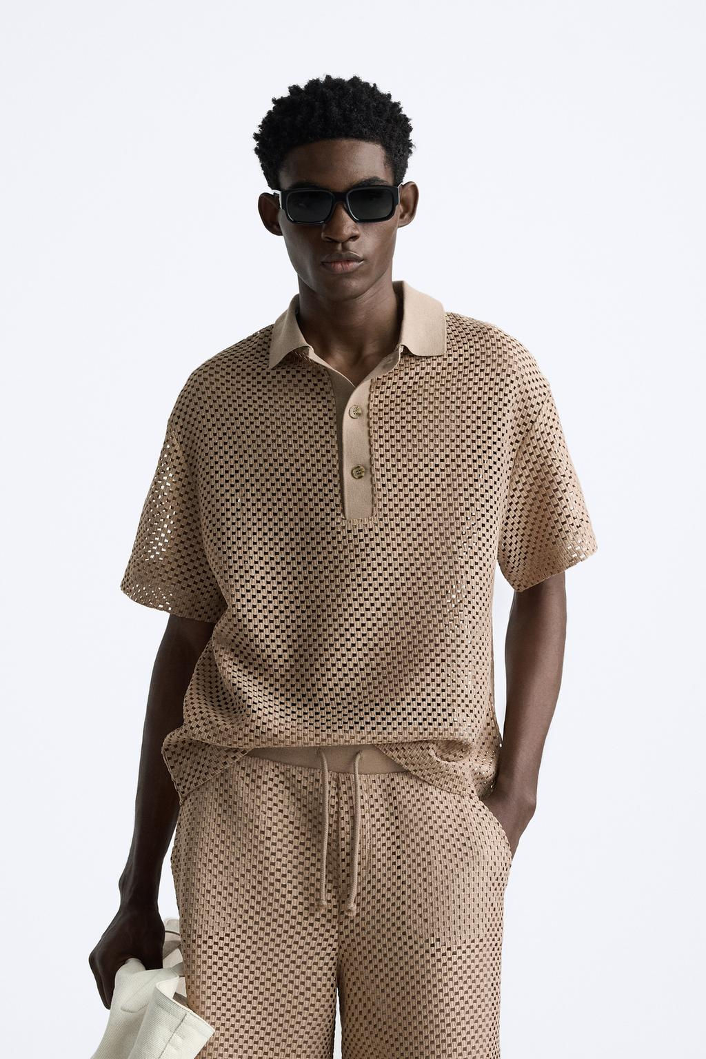 TEXTURED OPENWORK POLO SHIRT - Zara фото 2