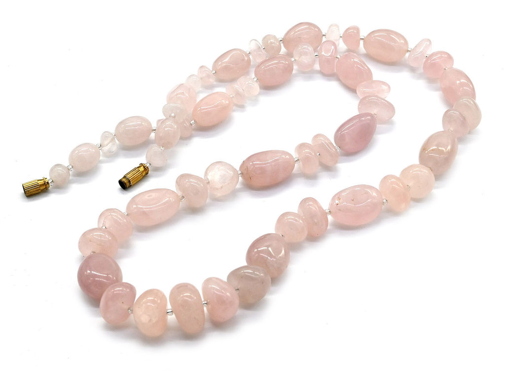 Розовый кварц бусы галтовка 62см, 90г
