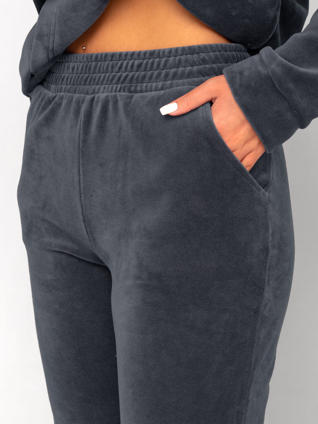 Костюм женский велюровый с брюками АИША ГРАФИТ - Domtrik фото 3