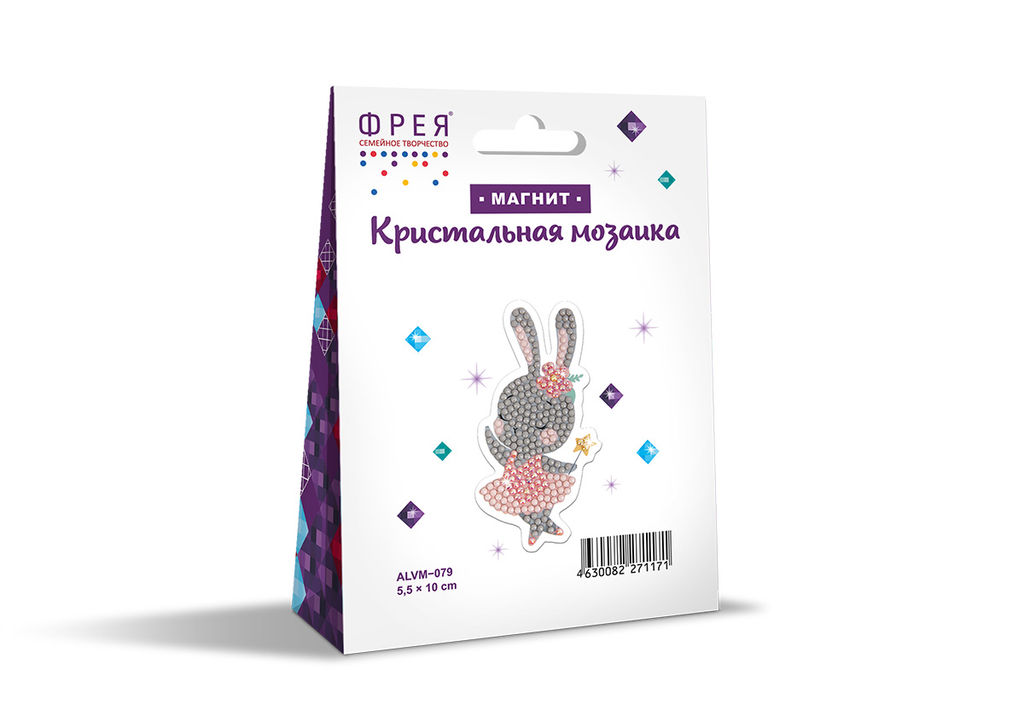 Кристальная (алмазная) мозаика ФРЕЯ ALVM-079 магнит Зайка 5.5 х 10 см