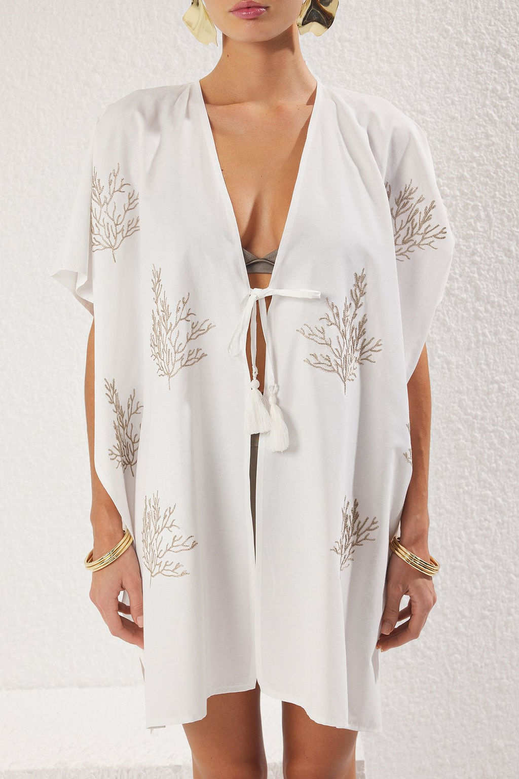 Siyah Mini Dokuma Nak?sl? Plaj Kimono&Kaftan TBESS25KM00012 - Trendyolmilla фото 8
