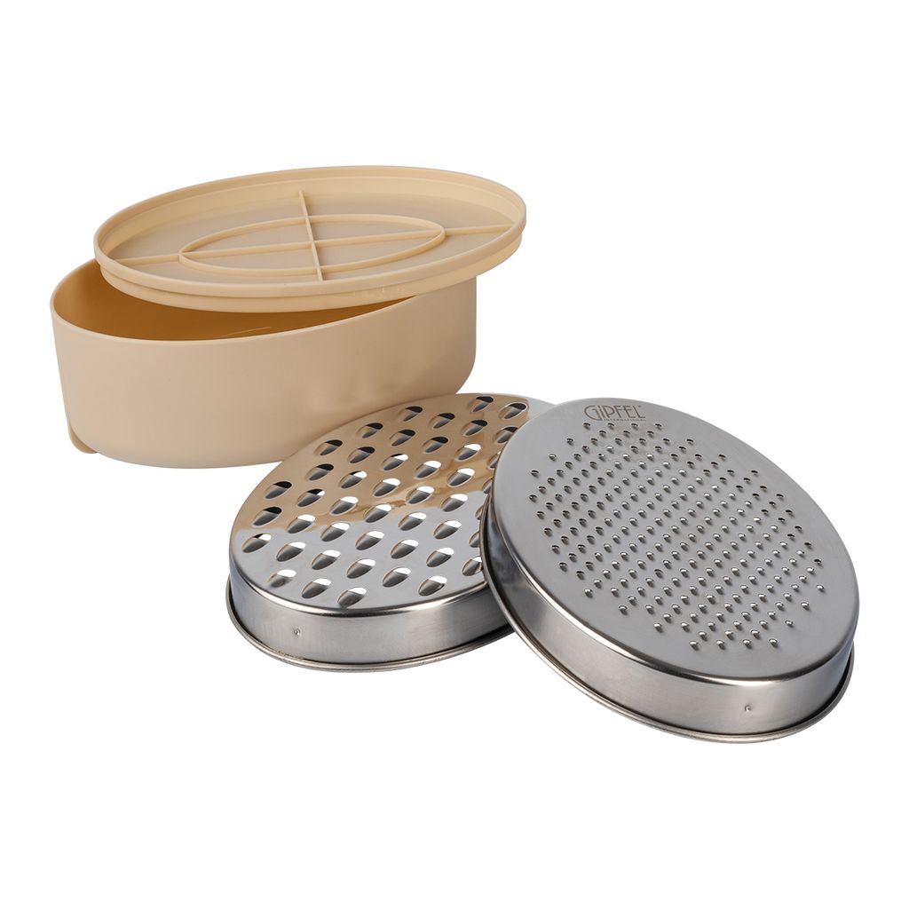 5398 GIPFEL Терка с контейнером SONNA 17х12см. Материал: нерж сталь, пластик. Цвет: бежевый  фото 2