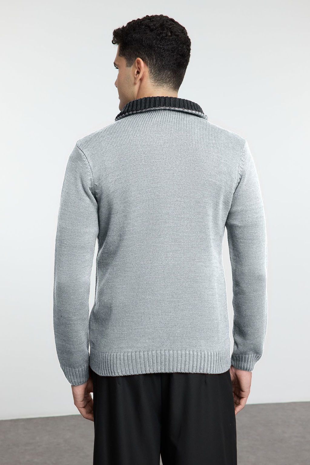 TRENDYOL MAN Lacivert Casual Regular Yar?m Bal?kc? Yaka Duz Triko Kazak TMNAW25KZ00008 - Trendyolmilla фото 24