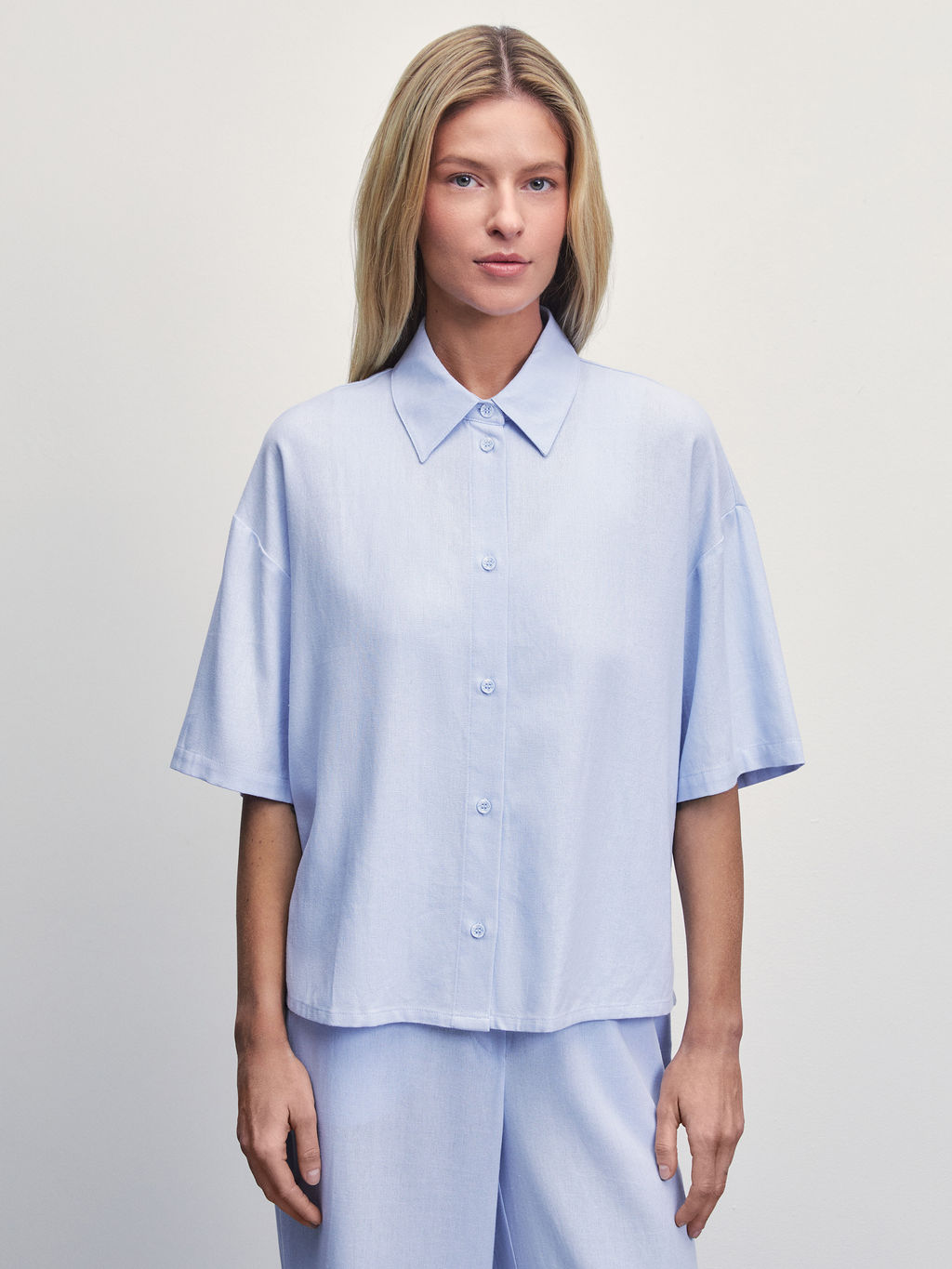 Льняная рубашка прямого кроя / Zarina  фото 4