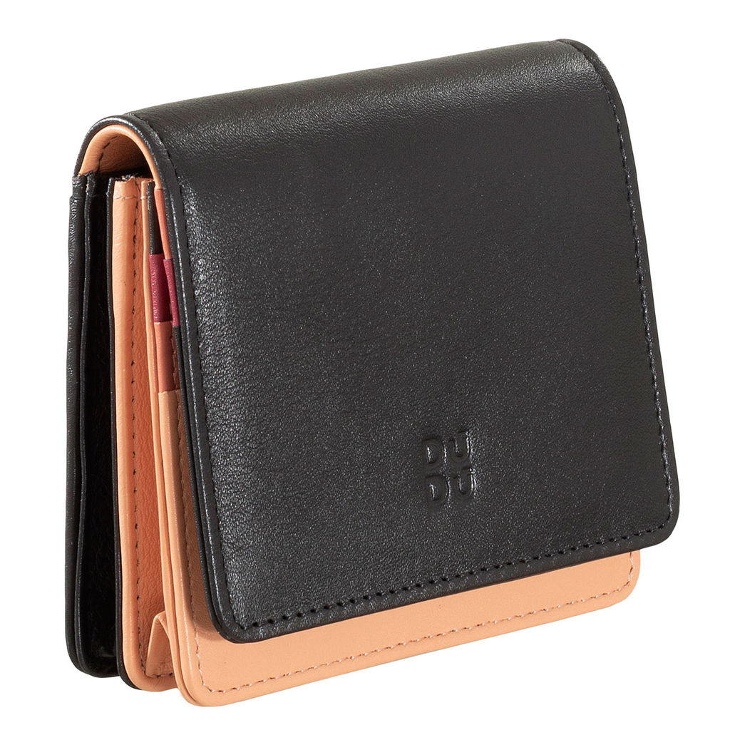 Итальянский кожаный кошелек DuDu серии Flores | черно-розовый - Dudubags фото 4