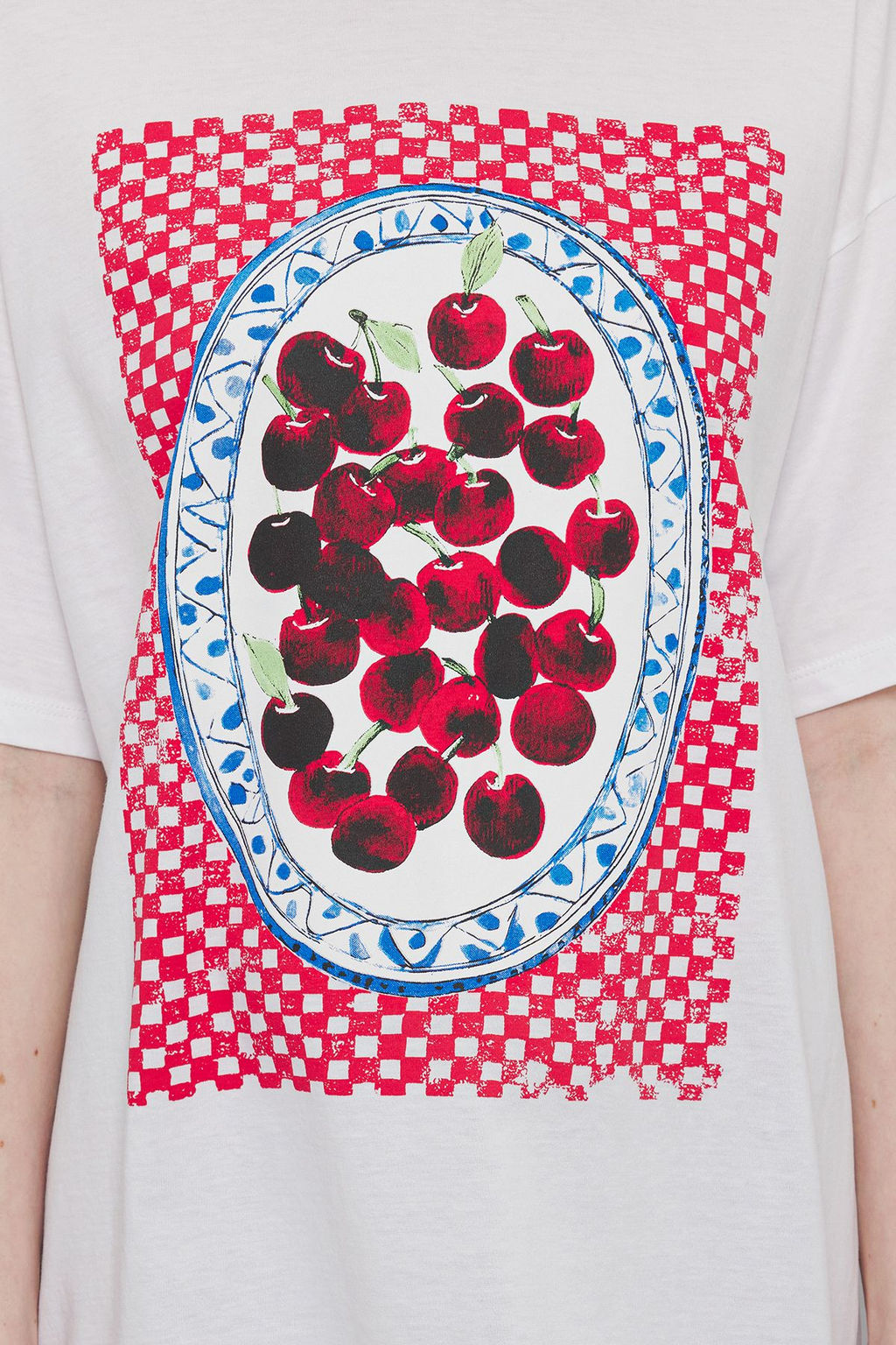 TRENDYOLMILLA Beyaz %100 Pamuk Oversize/Genis Kal?p Bask?l? Orme T-Shirt TWOSS25TS00101  фото 3