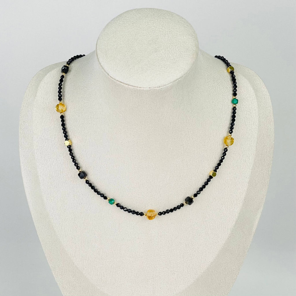 Колье из Шпинели, Малахита и Цитрина 38 см +