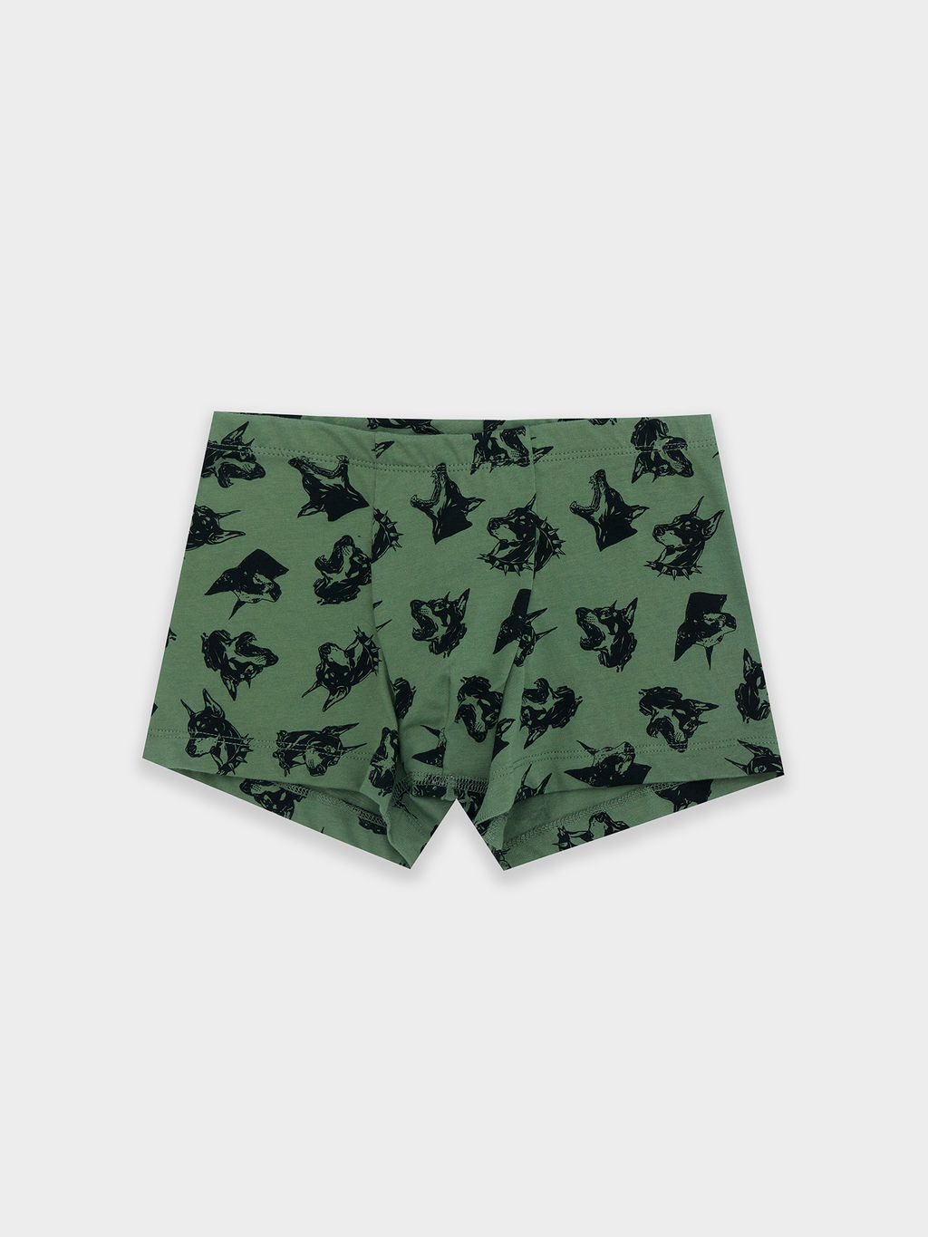 Цена за 2 штуки! Трусы для мальчиков зеленые с принтом доберманы