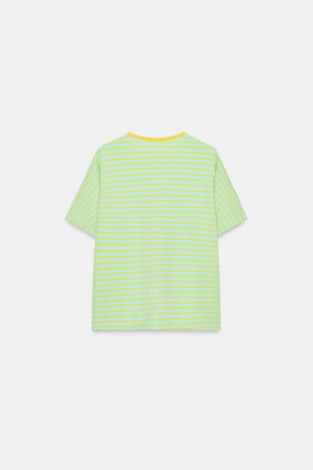 CAMISETA RAYAS ALGOD?N Y LINO / verde lavado - Zara фото 6