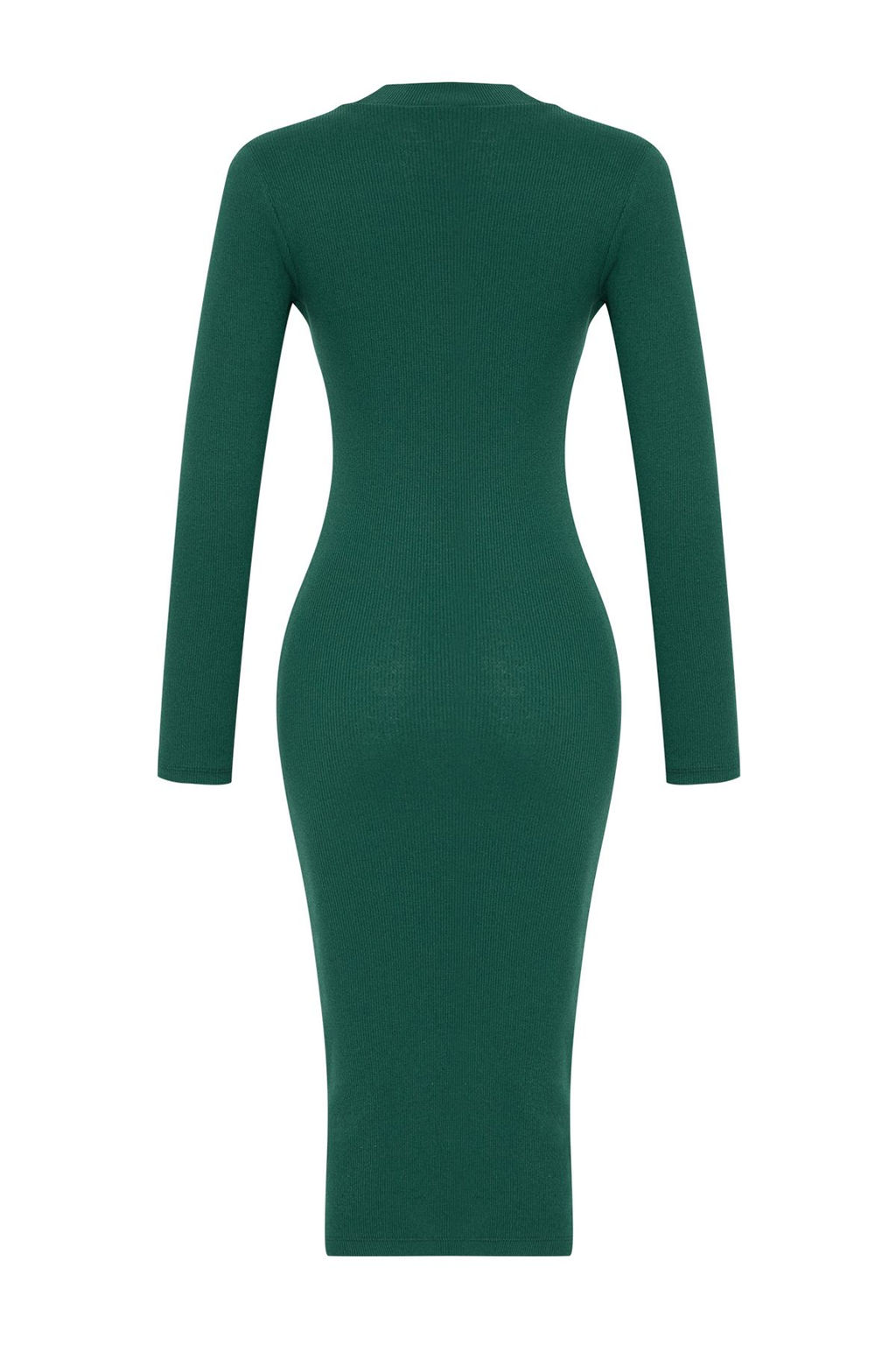 TRENDYOLMILLA Siyah Vucuda Oturan Y?rtmacl? Bisiklet Yaka Midi Fitilli Esnek Orme Kalem Elbise TWOAW21EL0135 фото 18