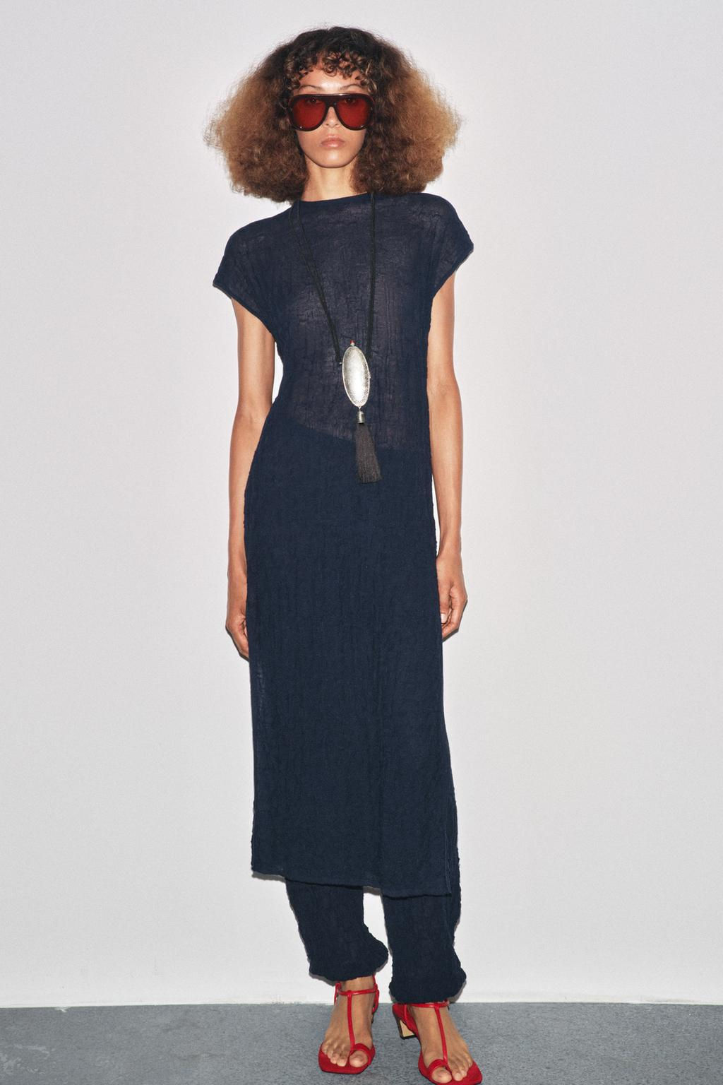 FINE KNIT CRINKLED MIDI DRESS - Zara фото 5