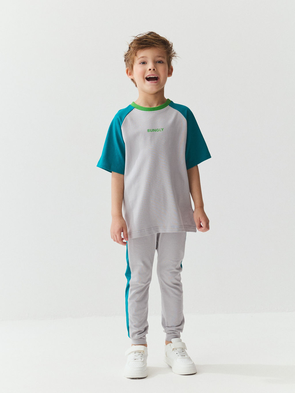 Футболка Колор блок Пепел/Изумруд - Bungly фото 4