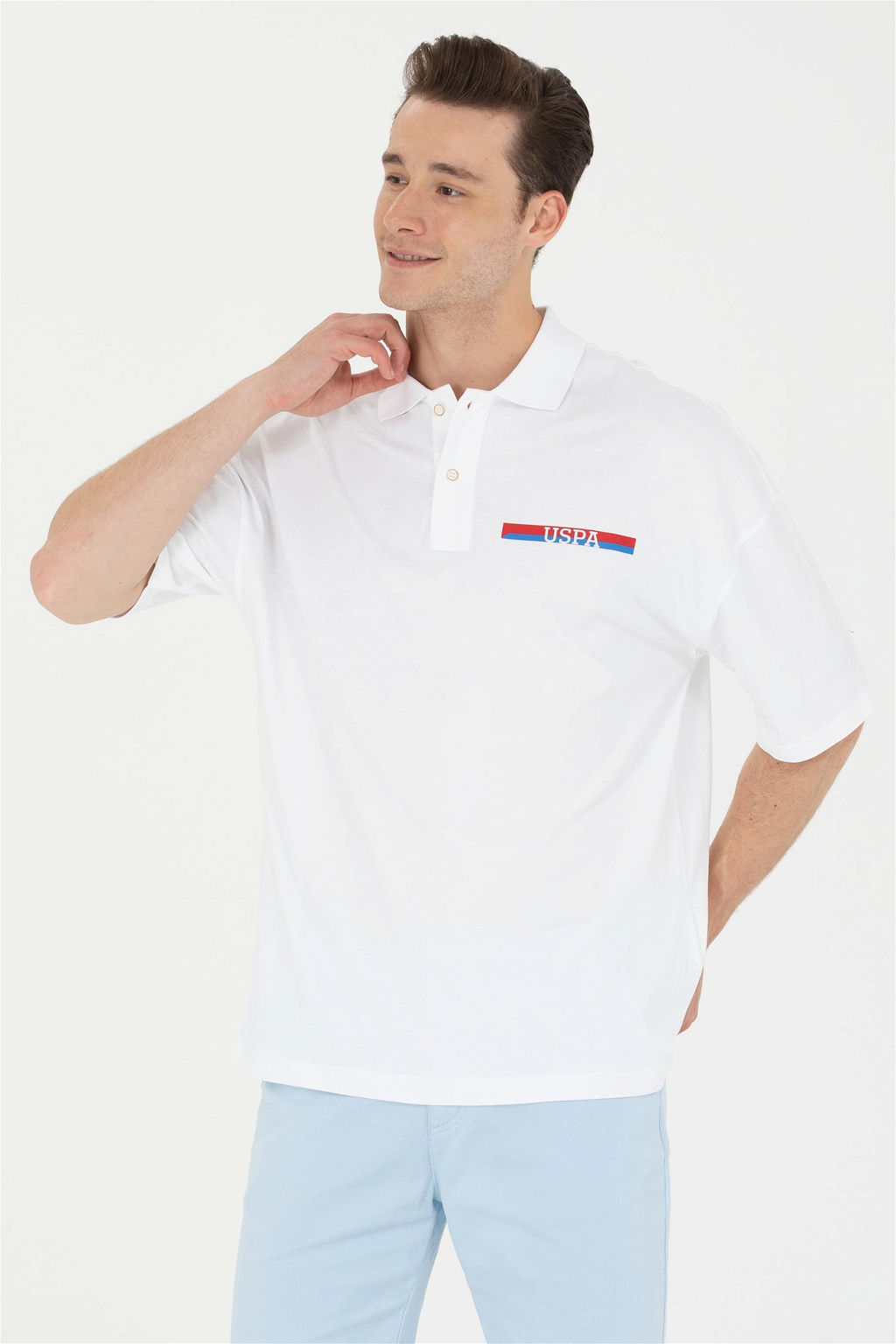 Мужская белая футболка-поло оверсайз Неожиданная скидка в корзине - U.s. polo assn фото 3