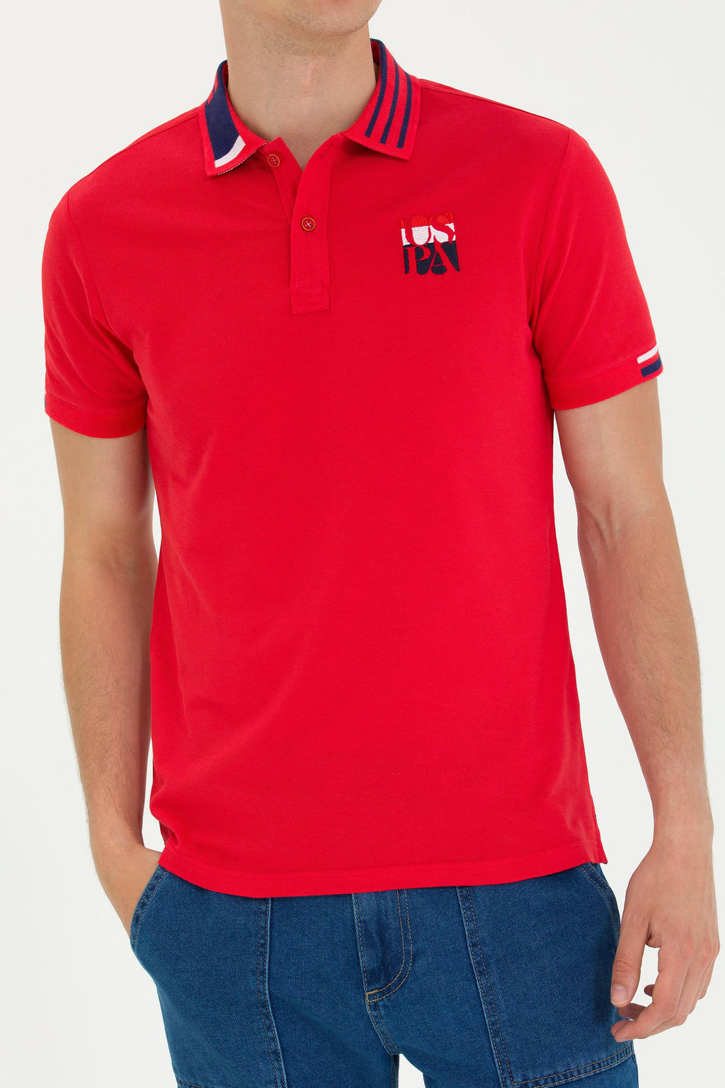 Мужская красная футболка с воротником-поло - U.s. polo assn фото 7