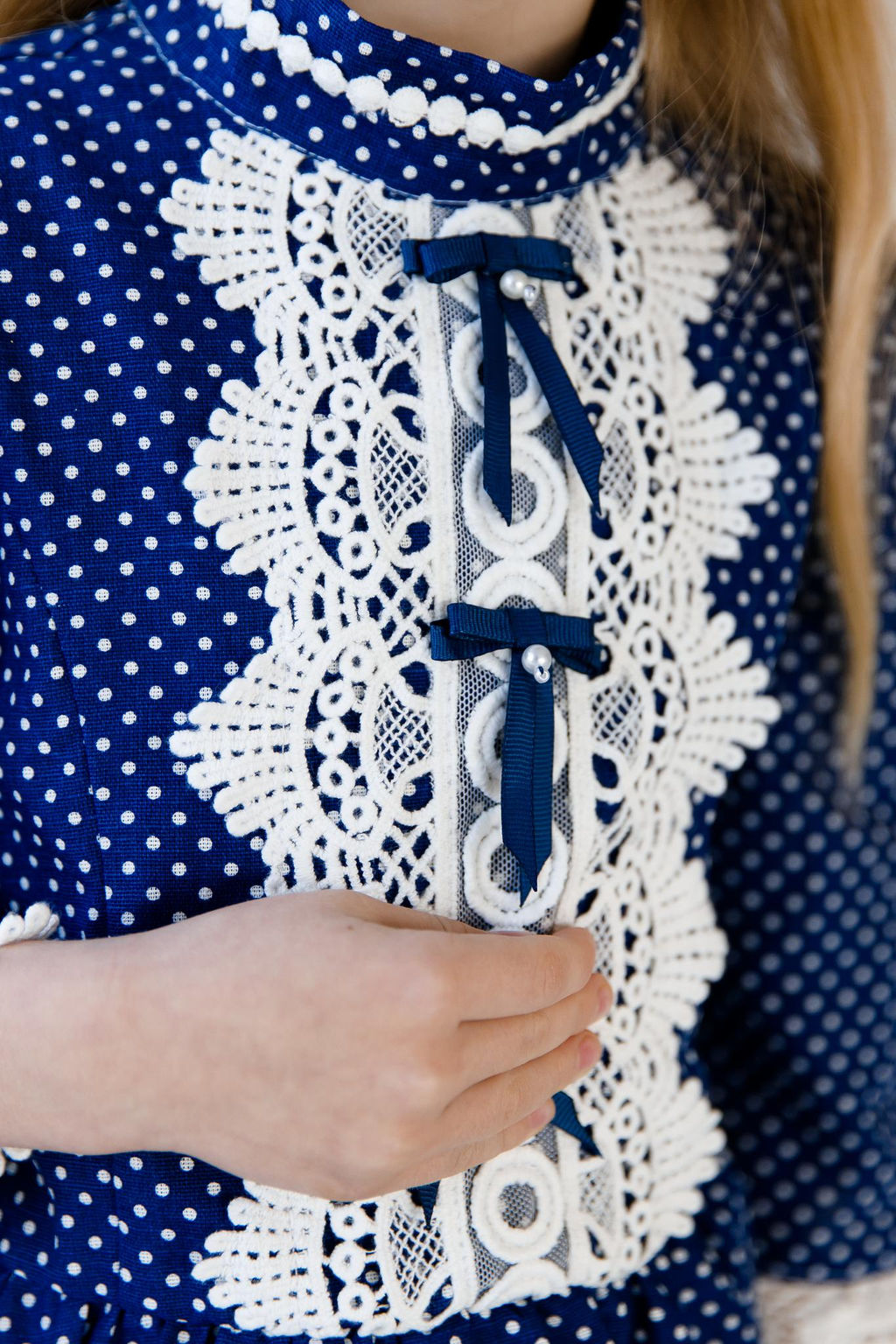 Платье МТ-422 горошек на синем