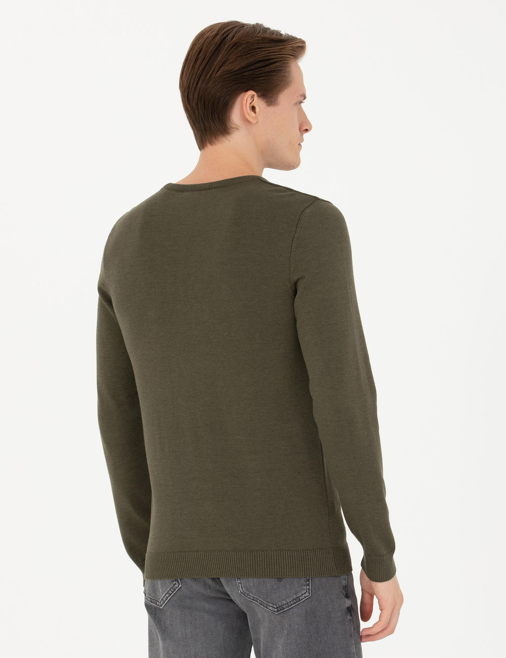 Базовый свитер приталенного кроя цвета хаки - Cacharel фото 5