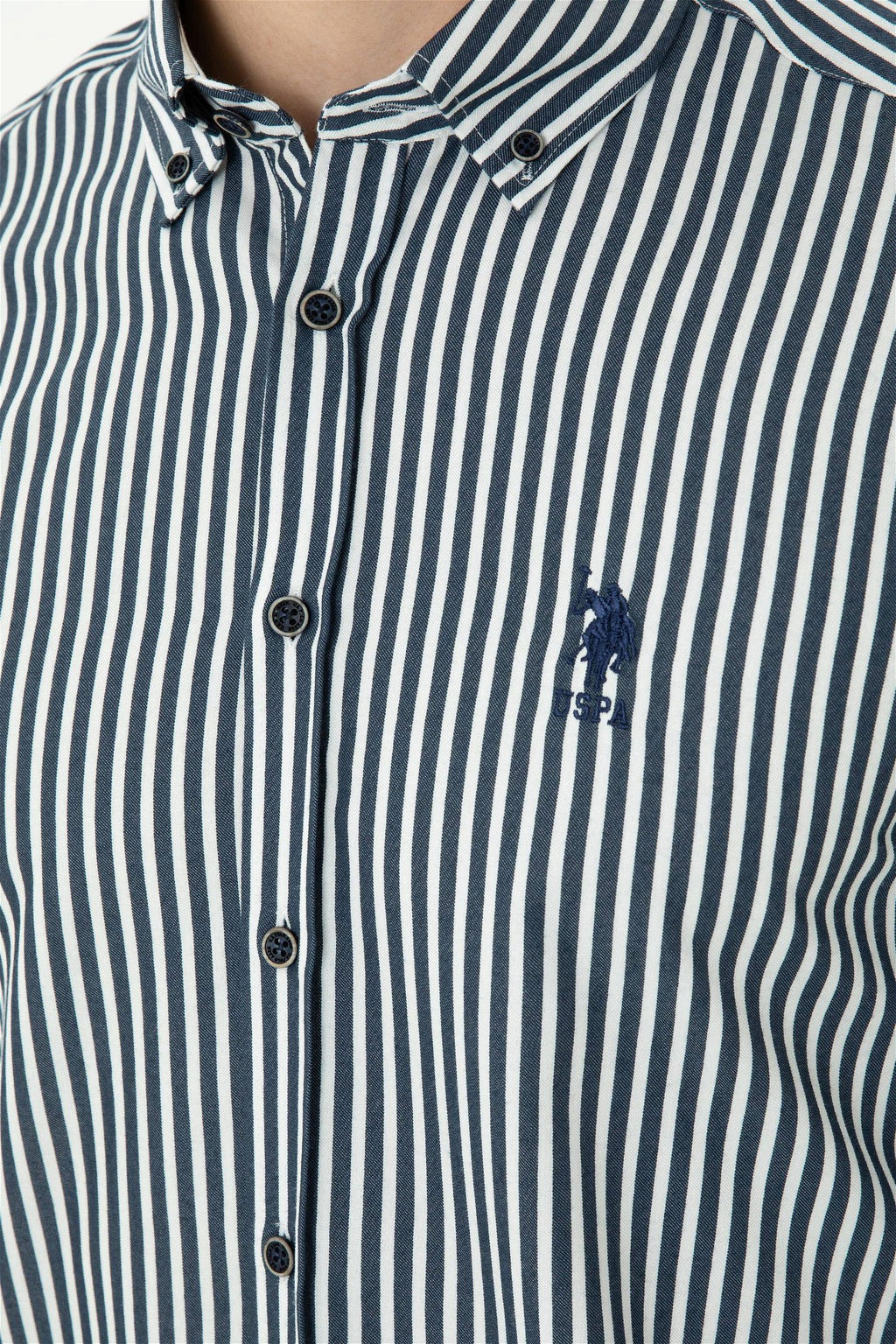 Мужская темно-синяя рубашка с длинным рукавом - U.s. polo assn фото 7