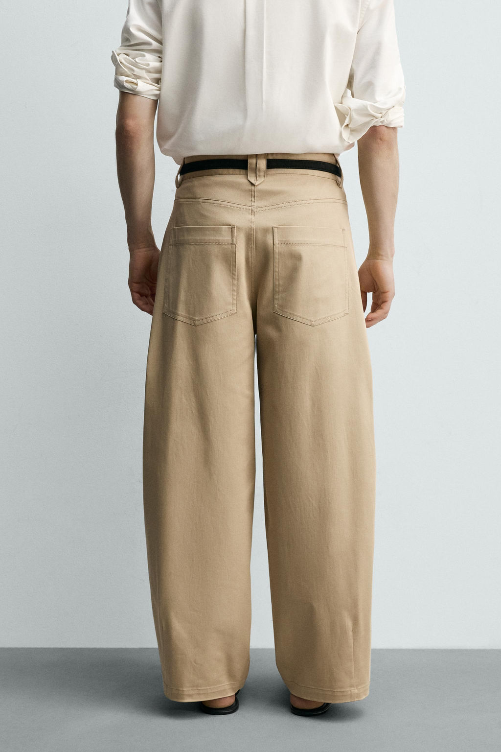 PANTAL?N WIDE FIT CROPPED / Beige - Zara фото 3