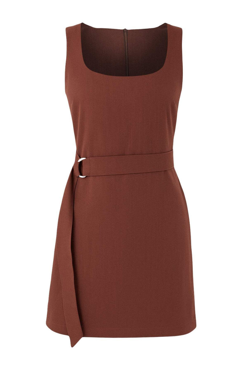 Kahverengi Kusakl? Keten Kar?s?ml? Duz Kesim Mini Dokuma Elbise TWOSS25EL00705