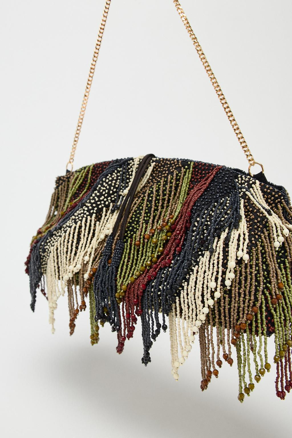 SEQUINNED CLUTCH BAG WITH FRINGING - Zara фото 4