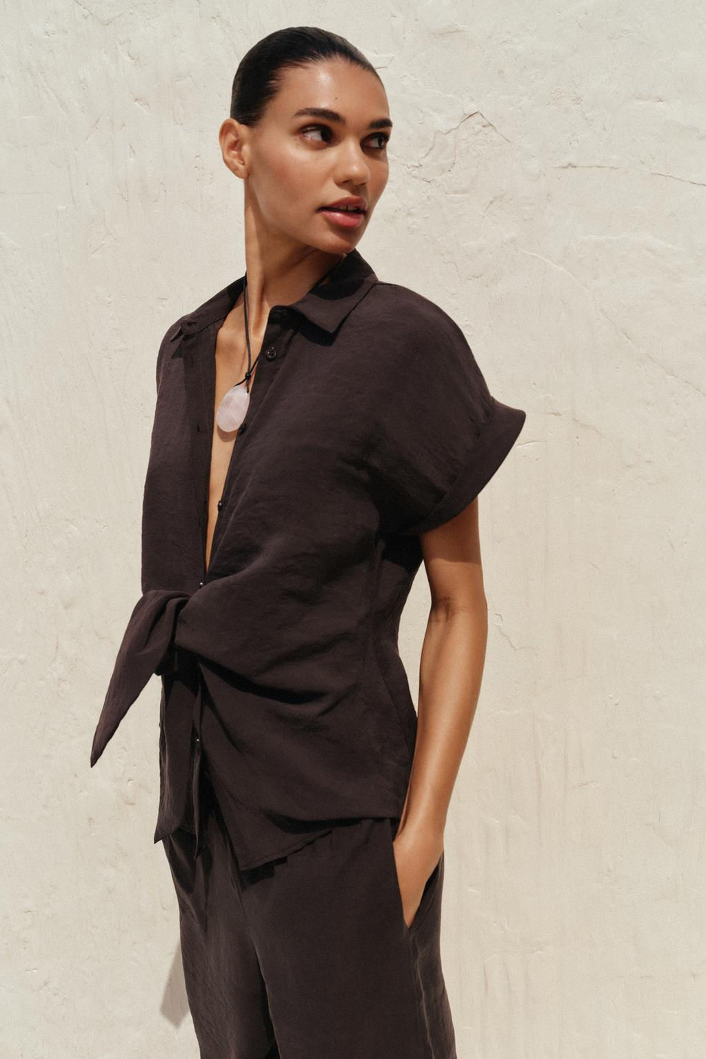 FRONT KNOT SHIRT - Zara фото 5