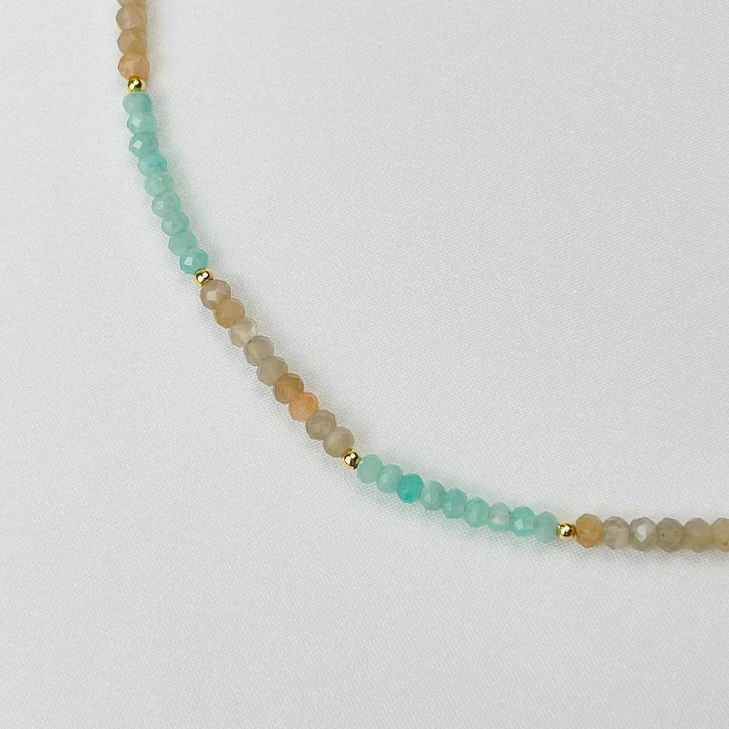 Колье из Амазонита и Лунного камня 42 см +
