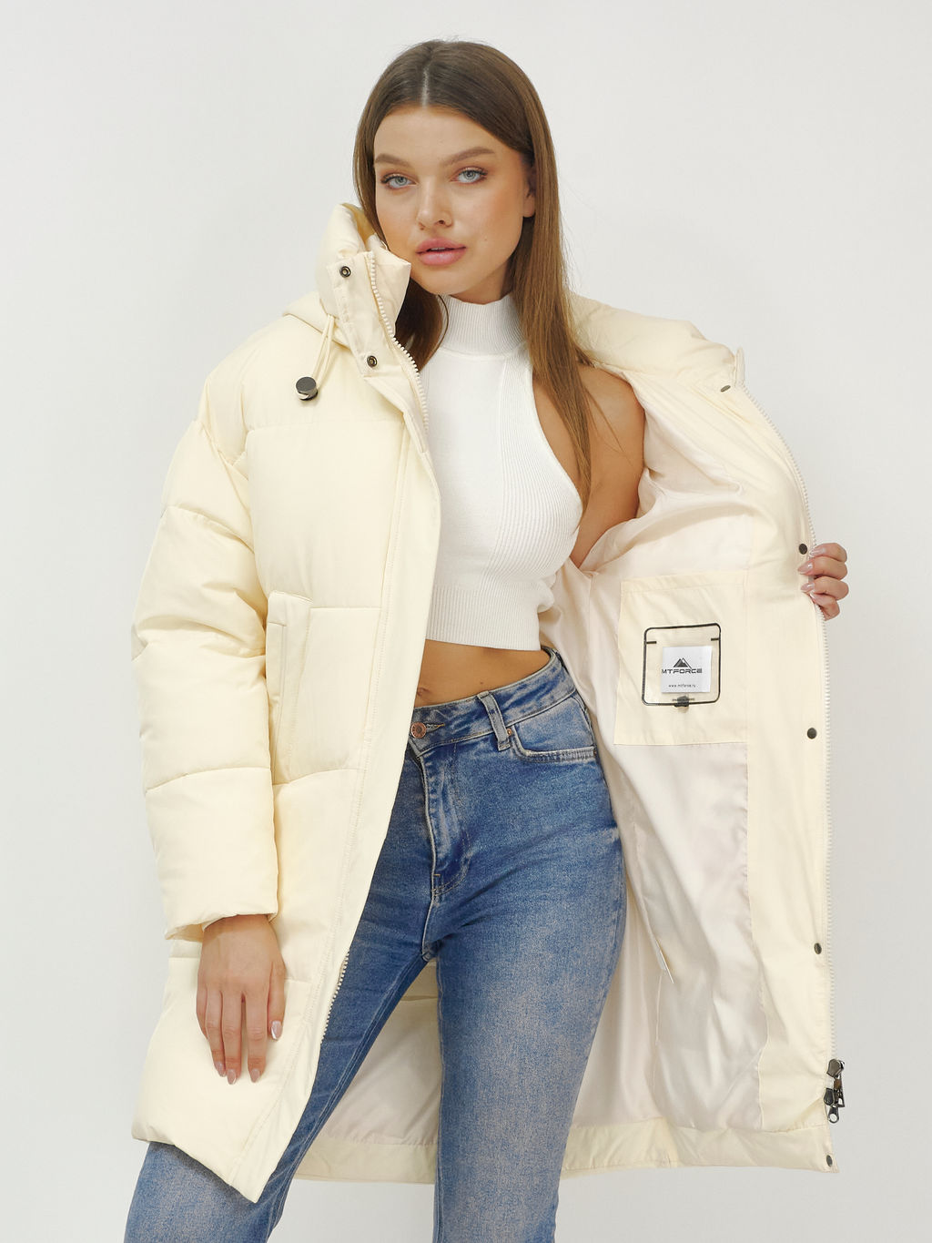 Куртка пальто зимняя синтепон светло-бежевого цвета - Mtforce фото 12