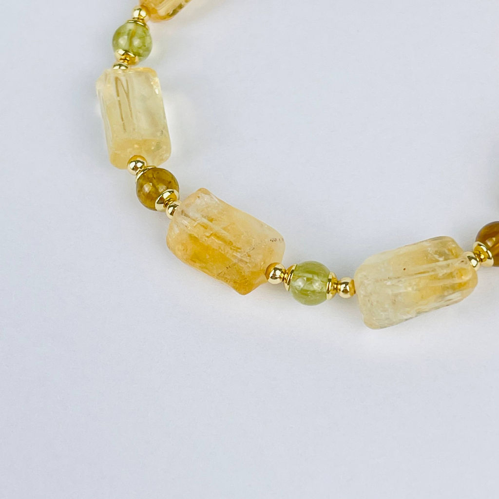 Браслет из Цитрина и Граната (Гроссуляр) 17 см +