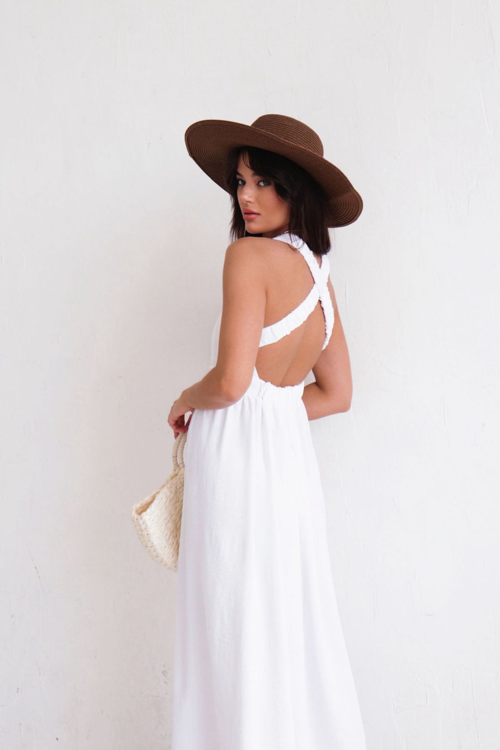 Платье с перекрещенными бретелями белое - Martichelli фото 2