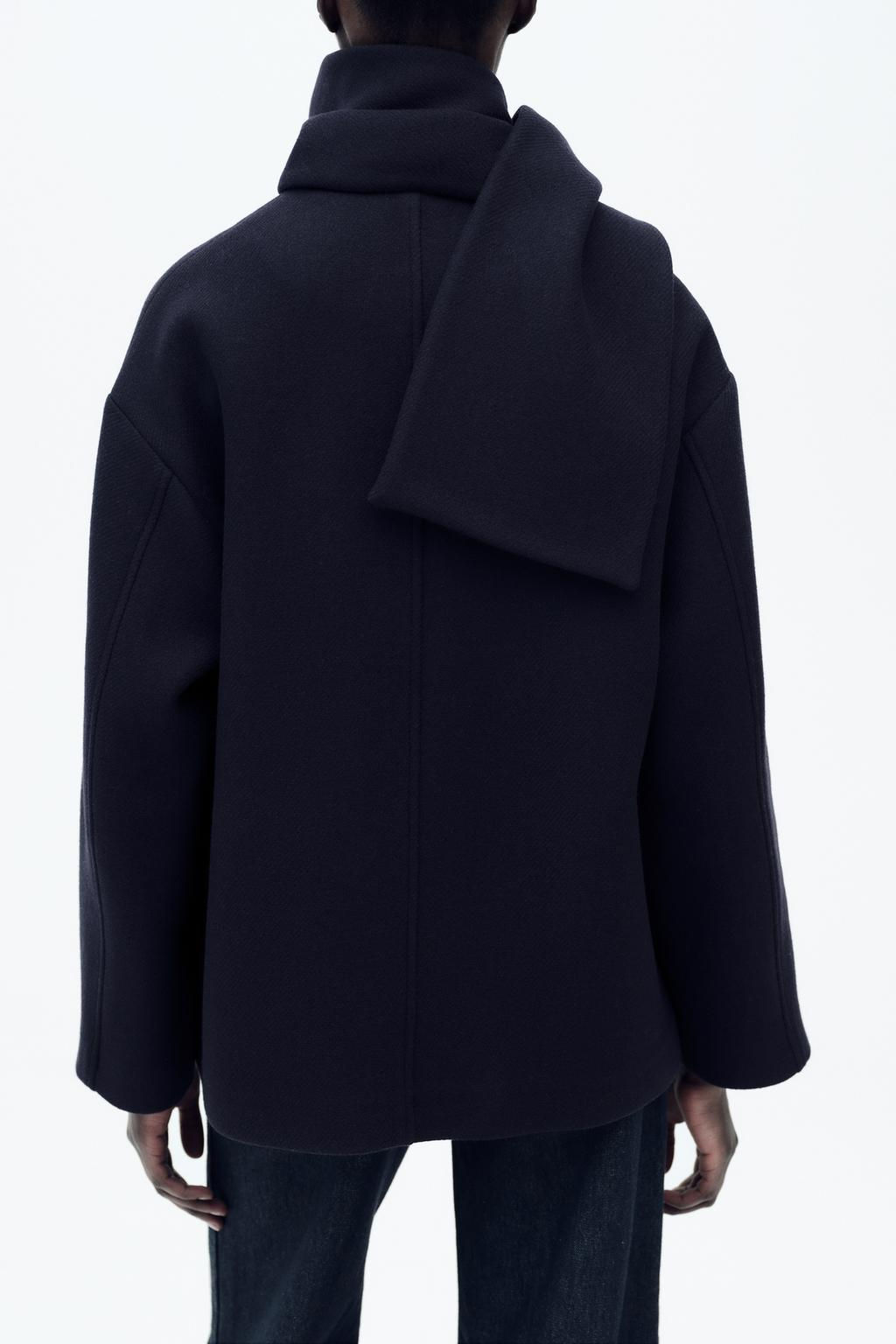 WOOL COAT WITH SCARF - Zara фото 13