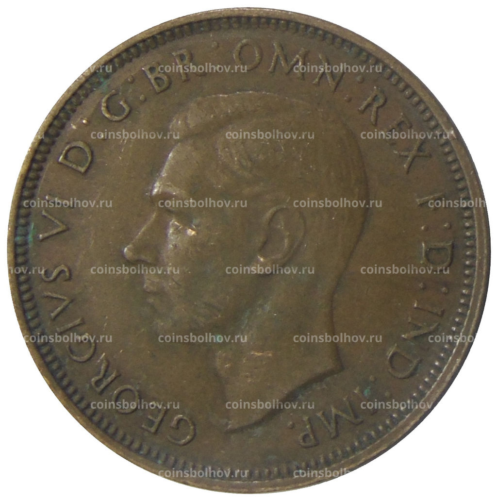 Монета 1/2 пенни 1938 года Австралия