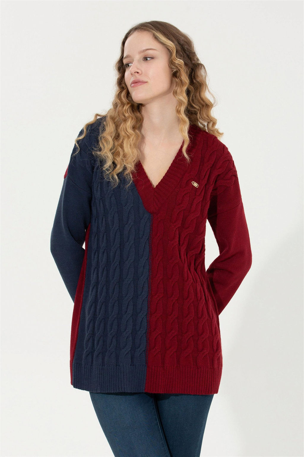 U. S. Polo Assn Женский темно-синий свитер с v-образным вырезом - U.s. polo assn фото 7