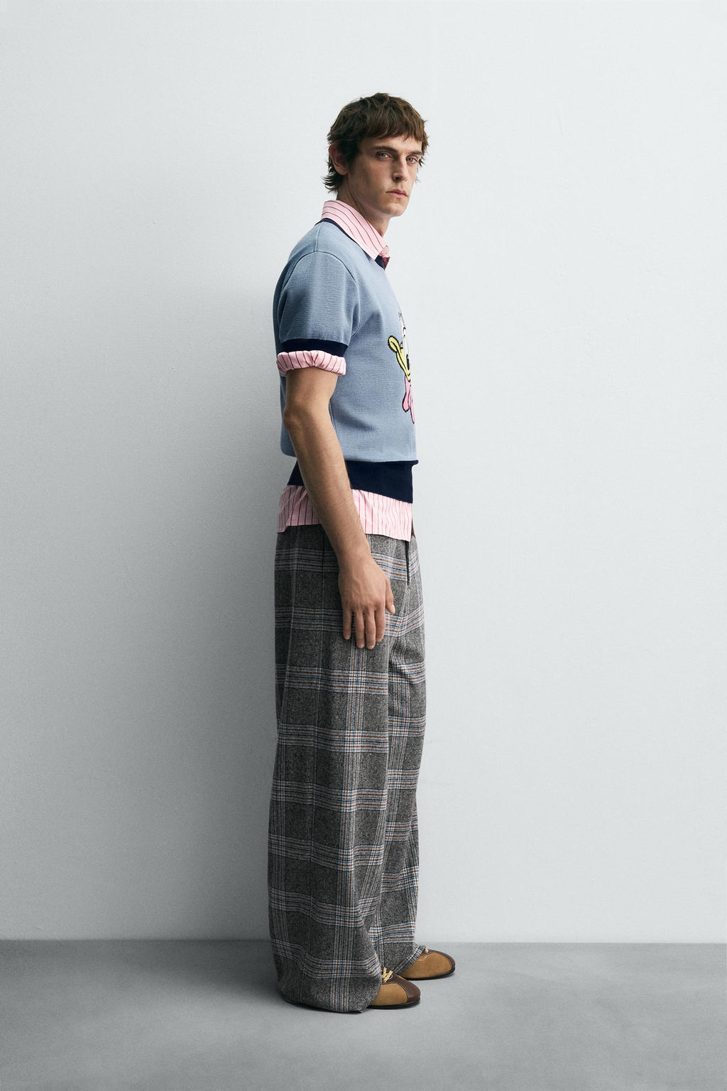 WIDE-LEG CHECK TROUSERS HARRY LAMBERT FOR ZARA X DISNEY  фото 4