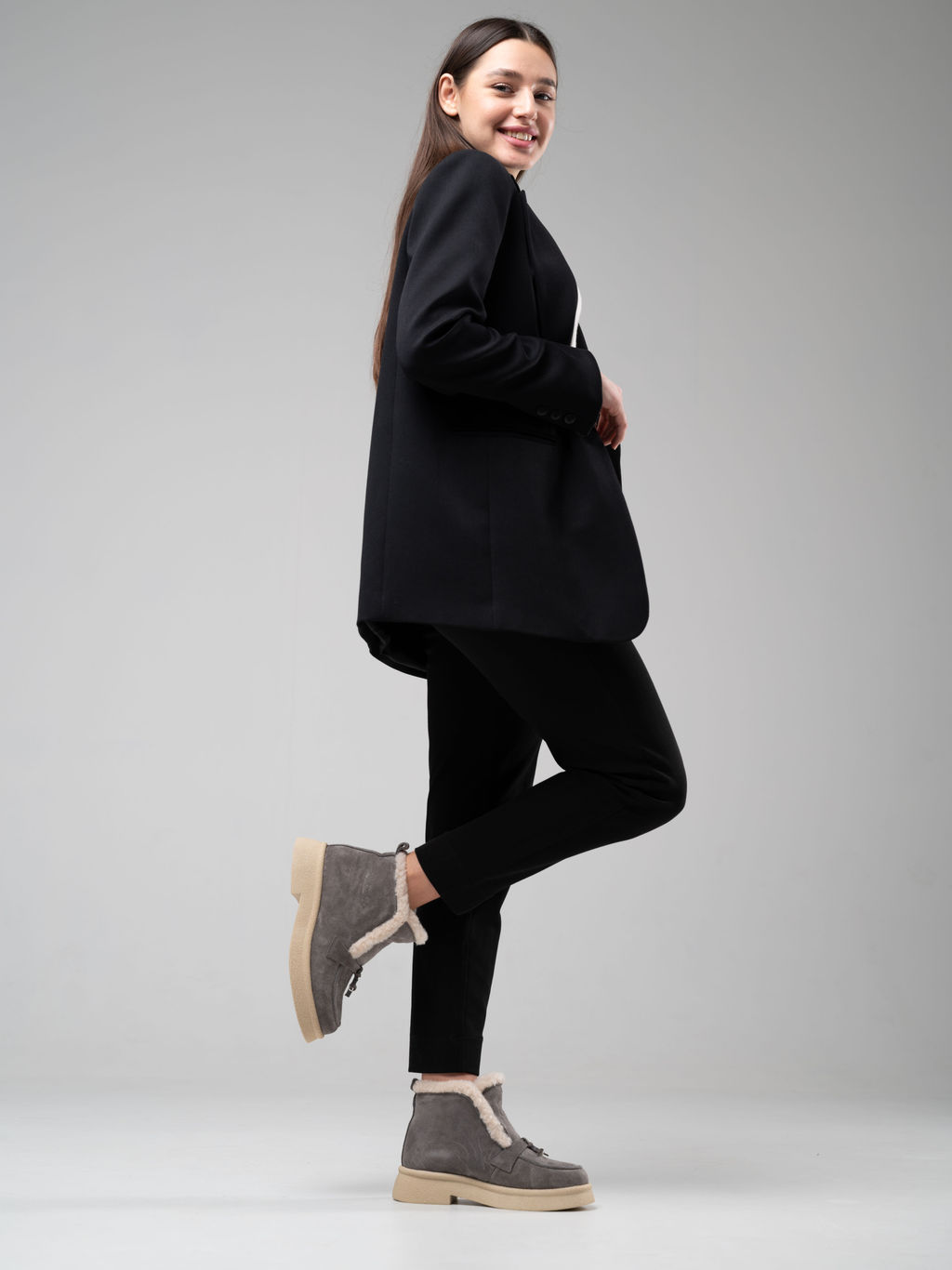 Ботинки 307.florida be.Серый замок замша/шерсть