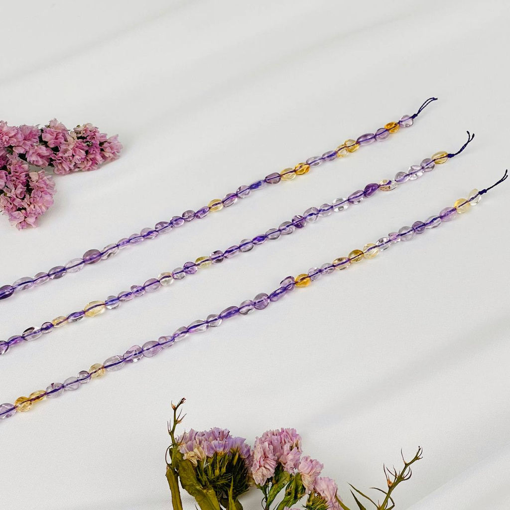 Бусины для украшений из Аметиста и Цитрина (галтовка) 40 см