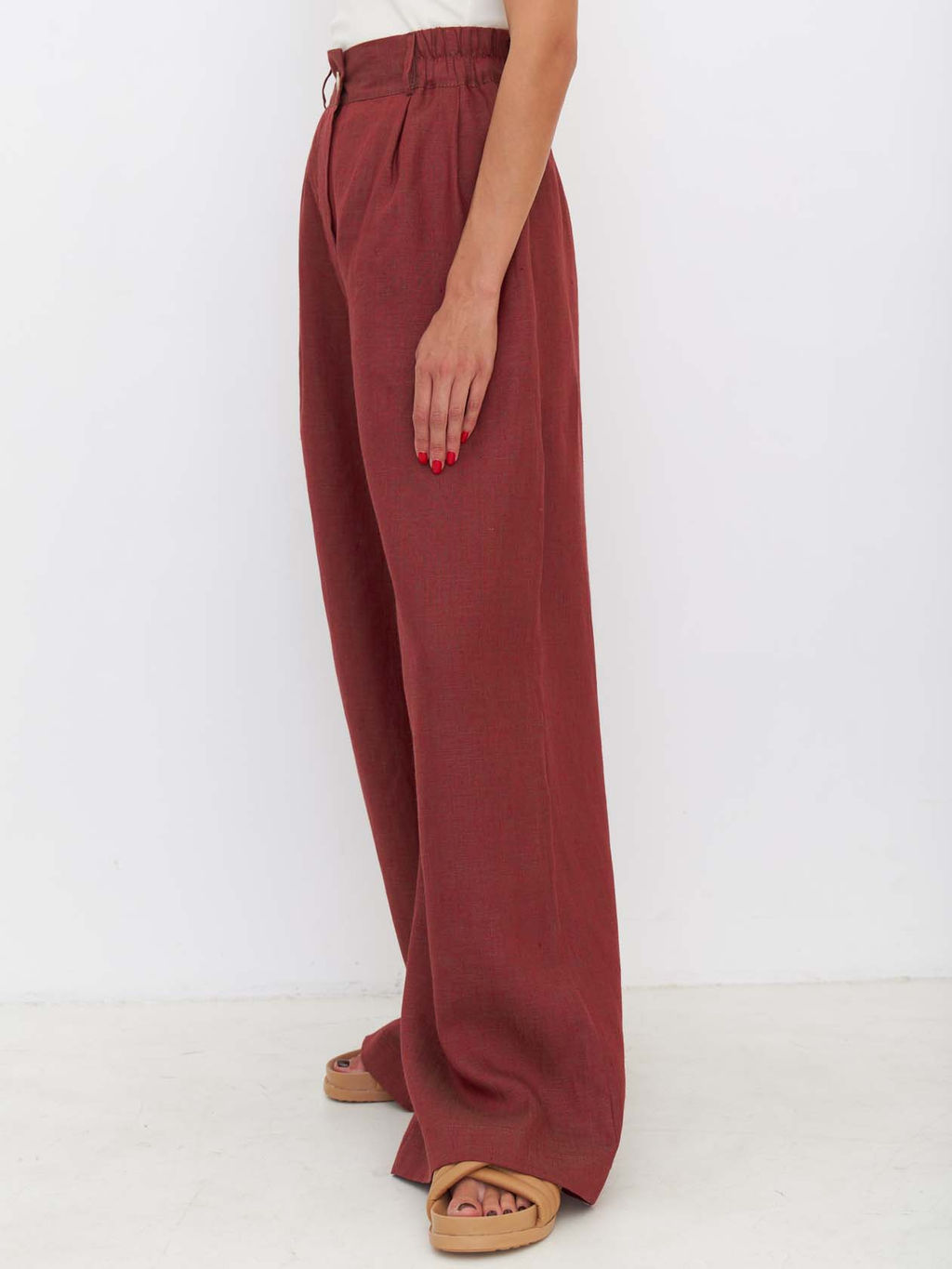 Брюки палаццо TR033_RED/Красно-коричневый - M&G all natural фото 3