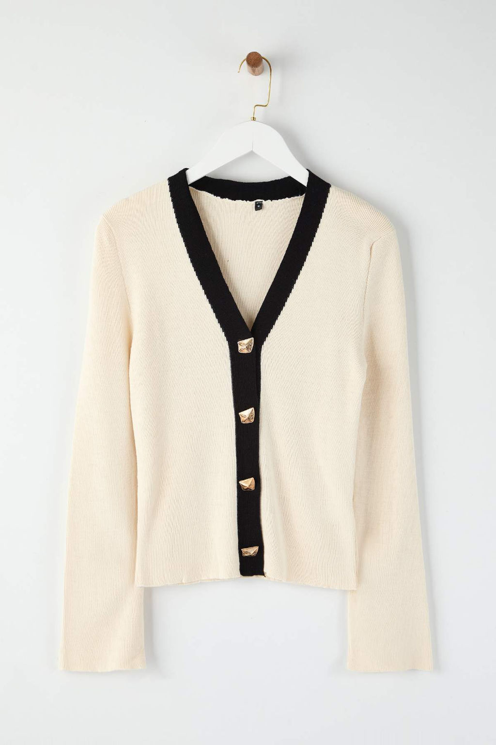 Ekru Dugme Detayl? Renk Bloklu Triko H?rka TWOAW26HI00144 - Trendyolmilla фото 5