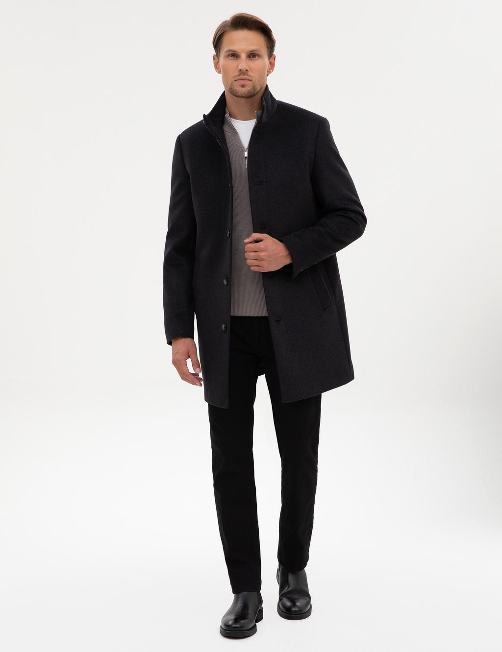 Antrasit Slim Fit Palto - Pierre cardin фото 4