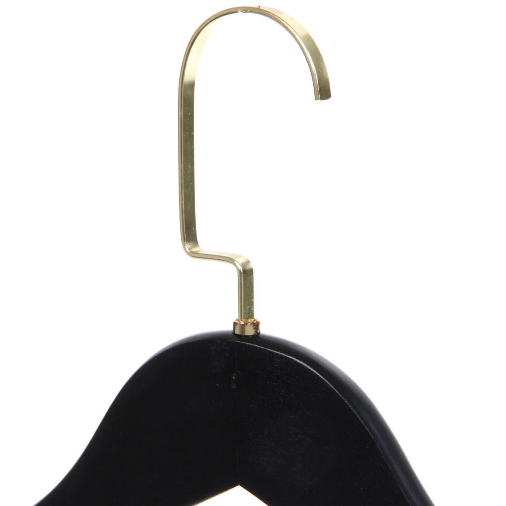 Цена за 3 шт. Плечики деревянные с выемками 1шт "ДОМания", цвет черный, поворотный крючок, 44*25см (Селфи)