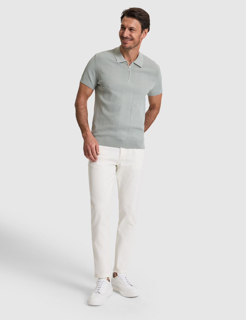 Koyu Mint Slim Fit Polo Yaka Fermuarl_ Triko Ti__rt