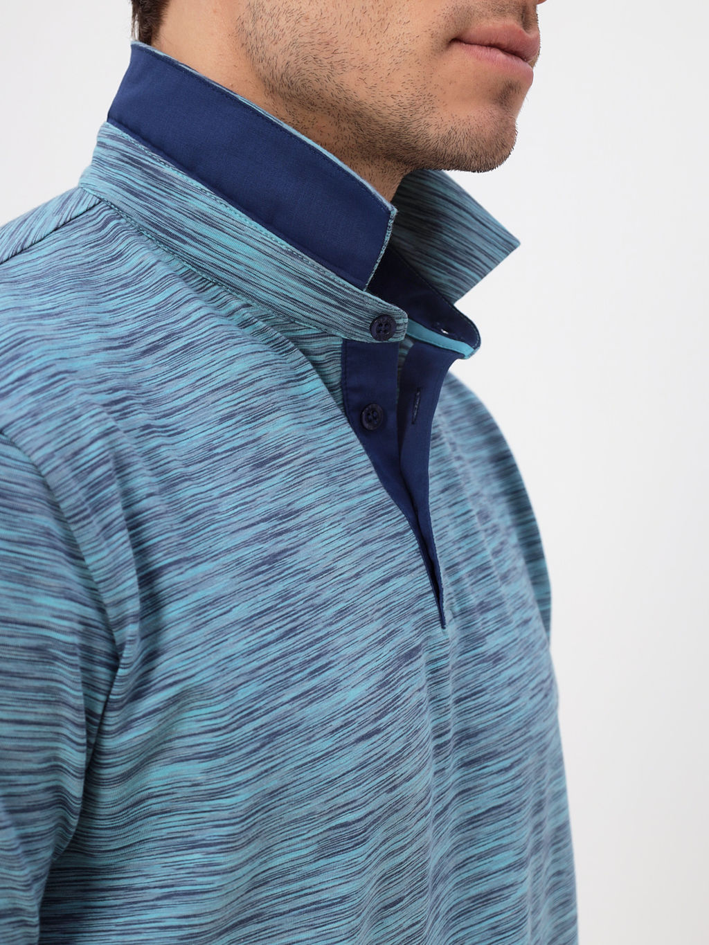 Джемпер мужской с воротником поло короткий рукав GREG G144-KM1246T-OR1051 (бирюзовый)  фото 2