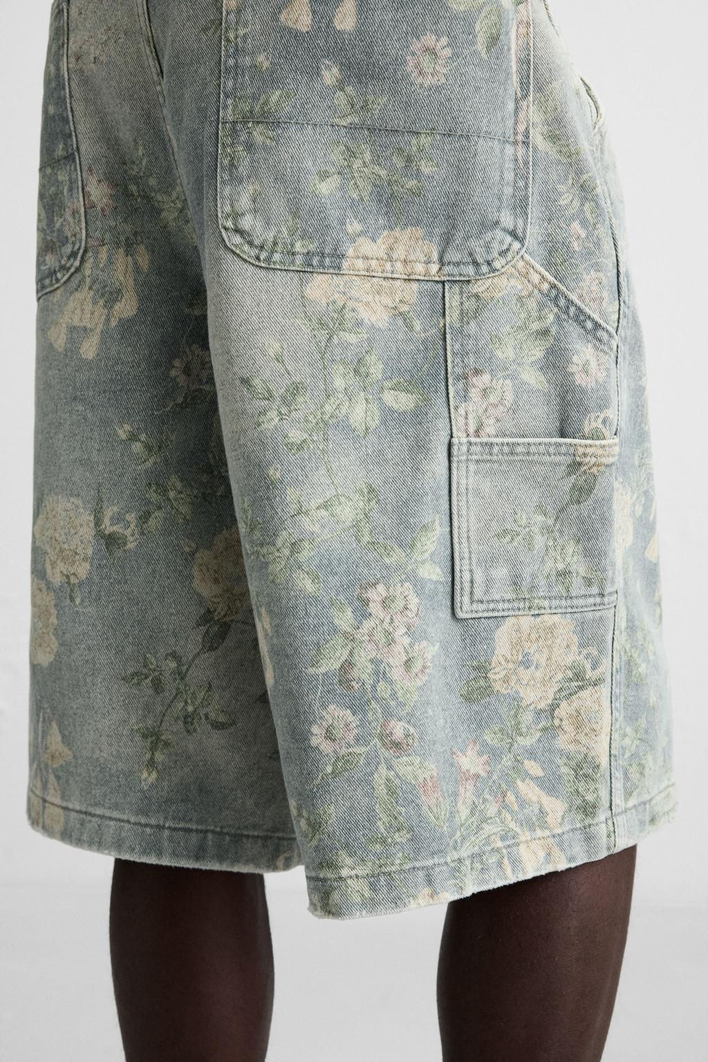 FLORAL PRINT CARPENTER POCKET BERMUDA SHORTS - Zara фото 5