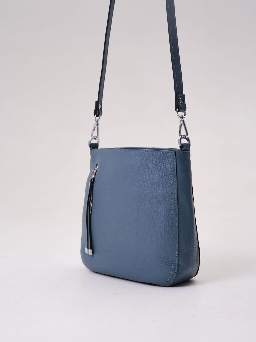 Сумка кожаная кросс-боди Deboro 3410 серый свет