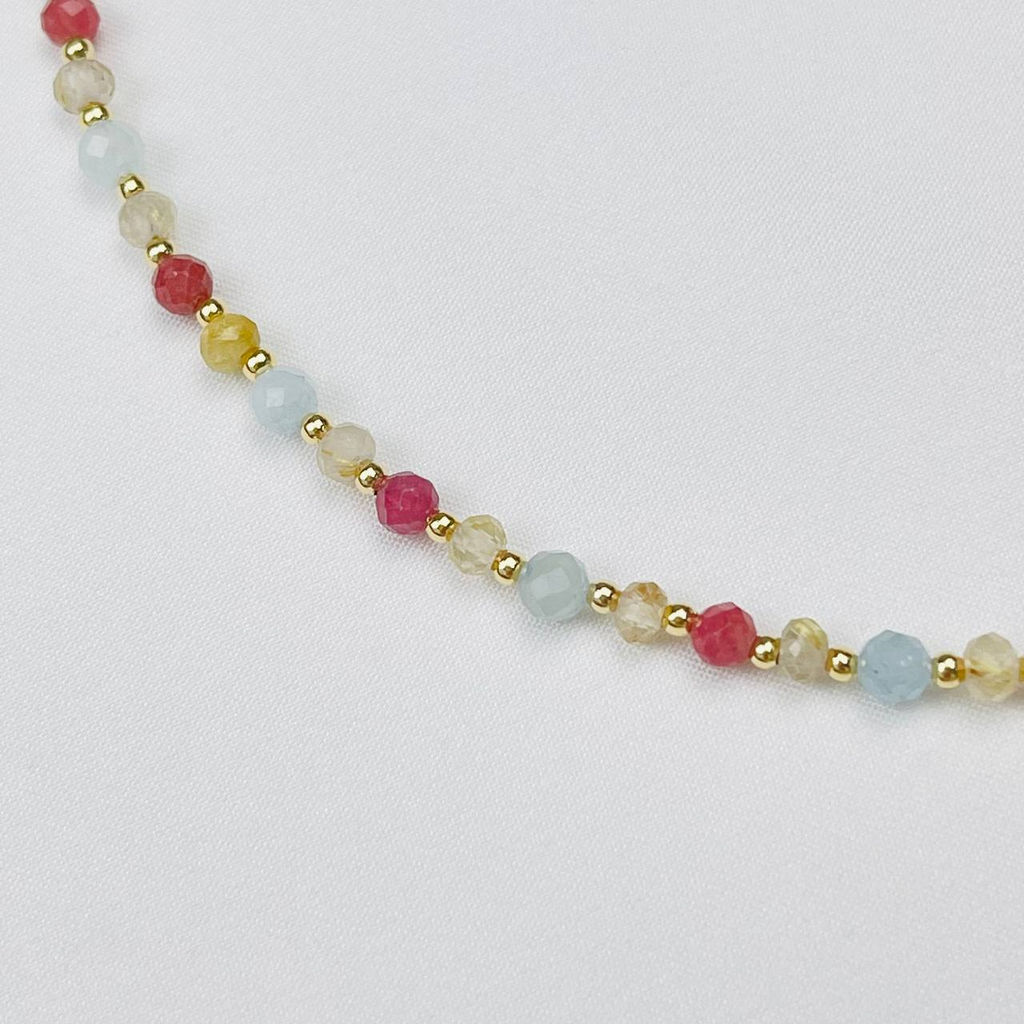 Колье для Весов из Аквамарина,Рутилового кварца и Родонита - Радуга самоцветов фото 2