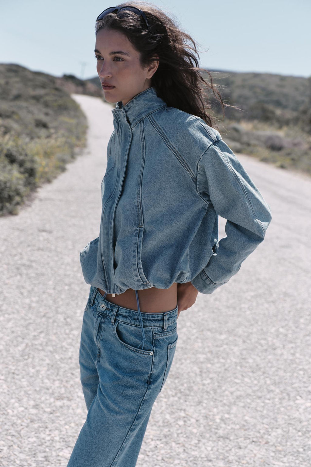 CAZADORA Z1975 DENIM BOMBER CUELLO SUBIDO