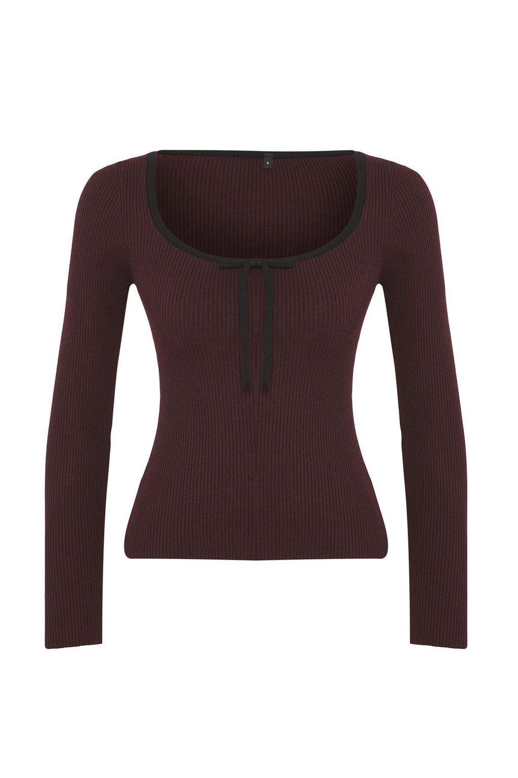 Bordo Merserize Gorunumlu Premium Iplik/Ozel Iplik Kurdele/Fiyonk Detayl? Triko Kazak TWOAW25KZ00207