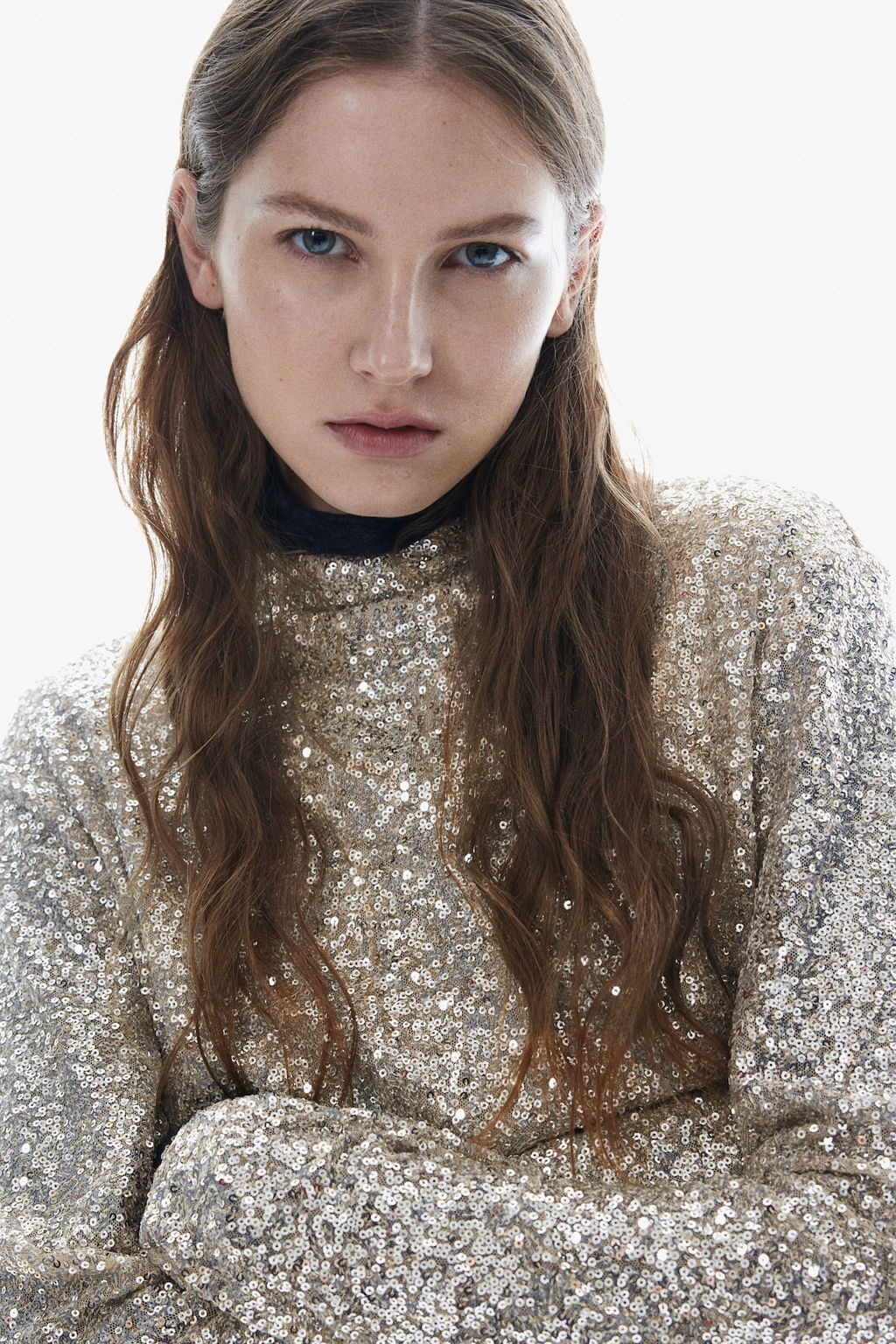 Sequined turtleneck top