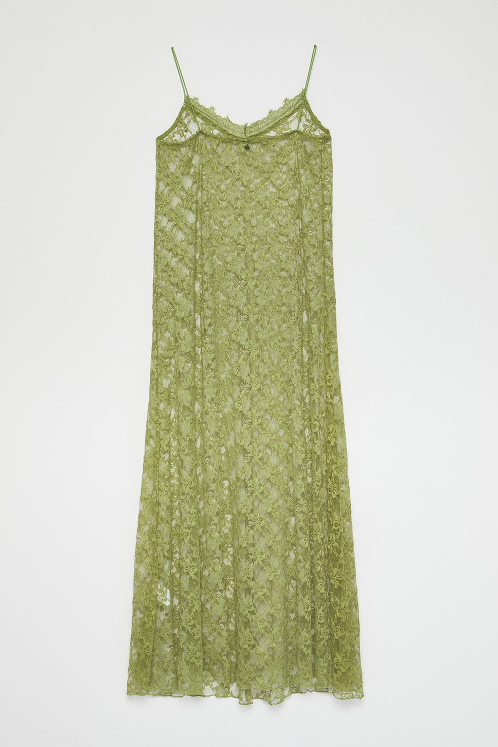 TRENDYOLMILLA Limited Edition Yag Yesili Dantel Ask?l? A-Line Maxi Esnek Orme Elbise TWOSS25EL00486
